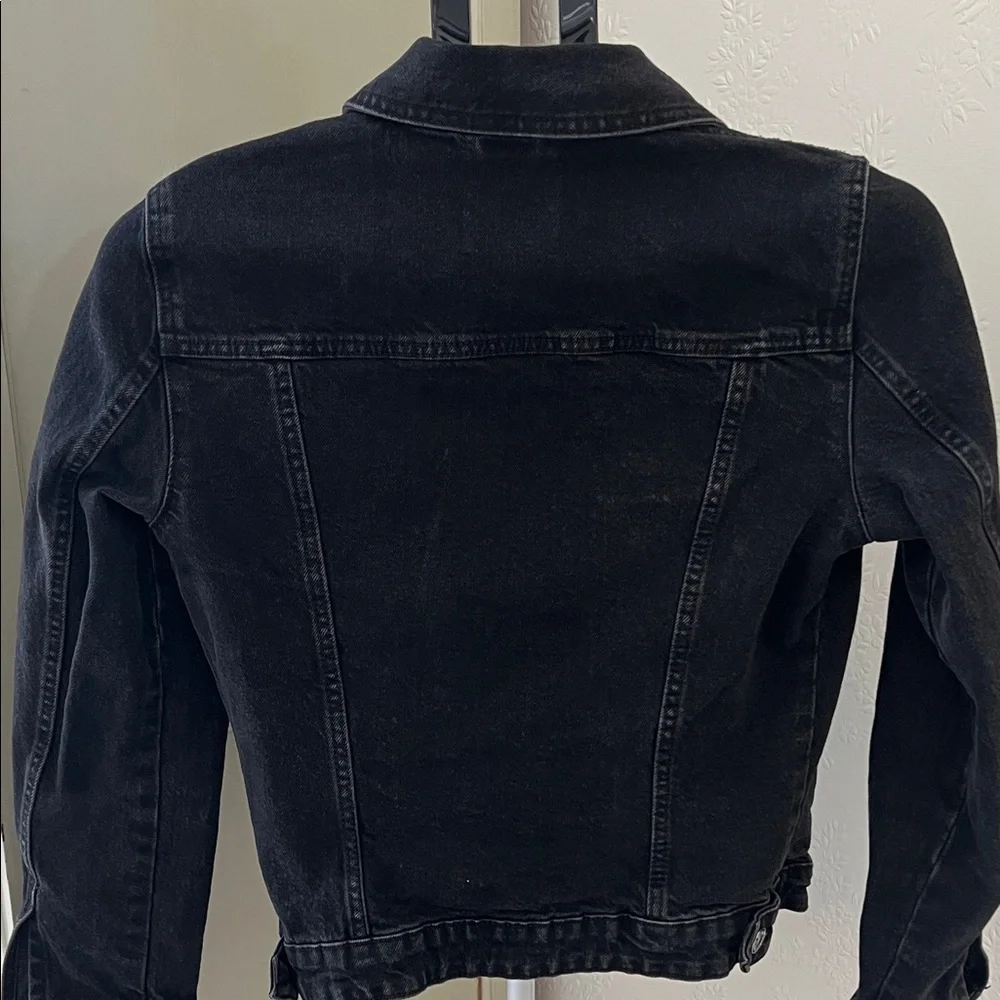 ZARA Black Denim Jacket with Silver Buttons - Picture 6 of 7